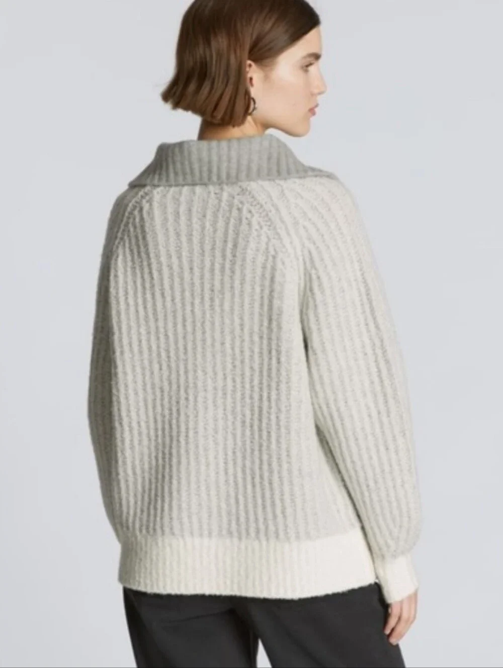 Everlane Grey Luxe Teddy Wool Oversized Half Zip Knit Sweater - Picture 4 of 16